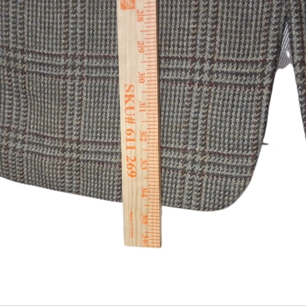 Men's Vintage 1991 Hickey‎ Freeman Sz. 46L Brown Plaid Sport Coat