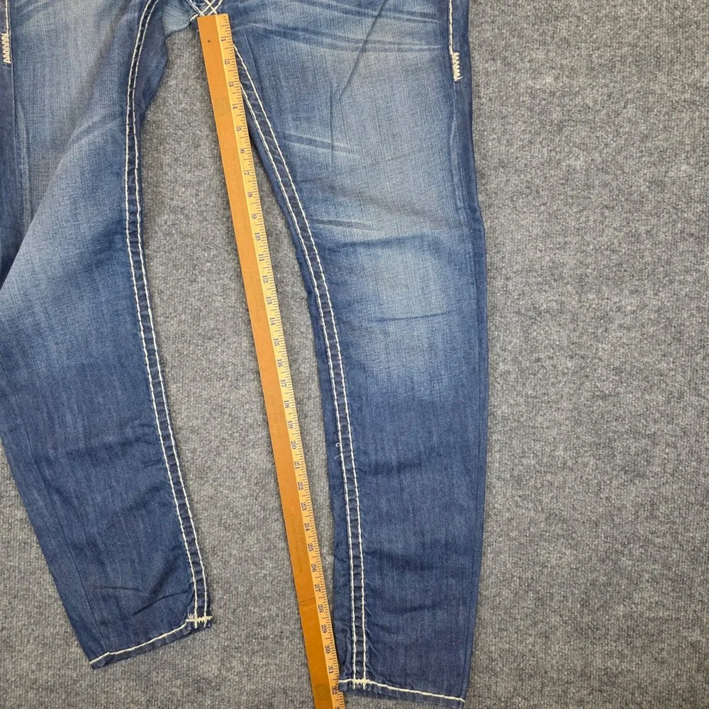 True Religion Jeans Men 36 X 32 Blue Skinny W/Flap Super T Big Stitch Casual