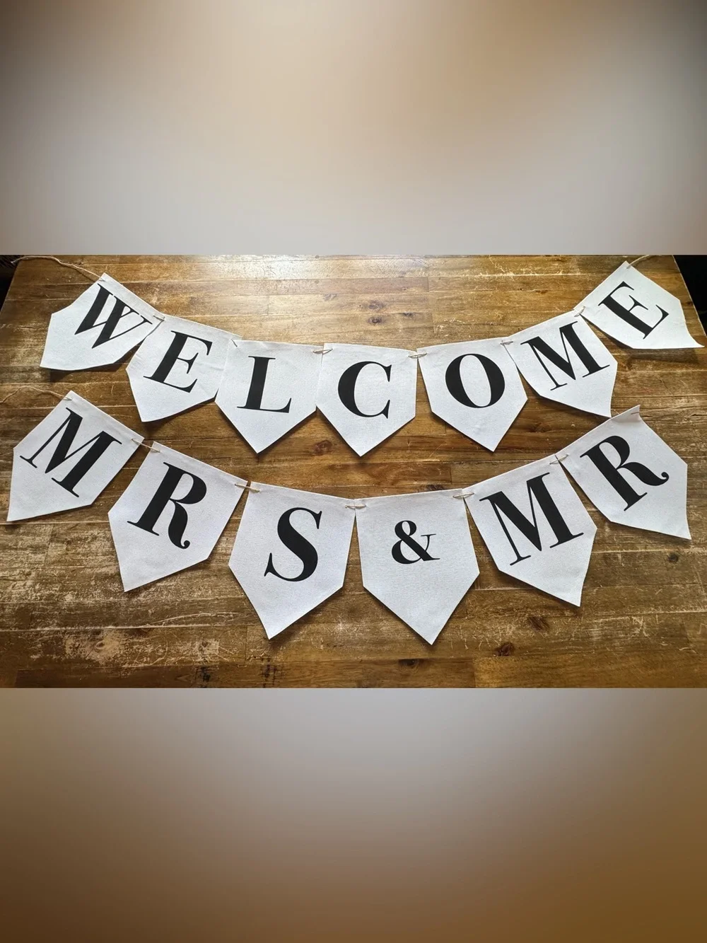 Welcome Interchangeable Mrs & Mr, Mrs & Mrs, or Mr & Mr White Wedding Banner