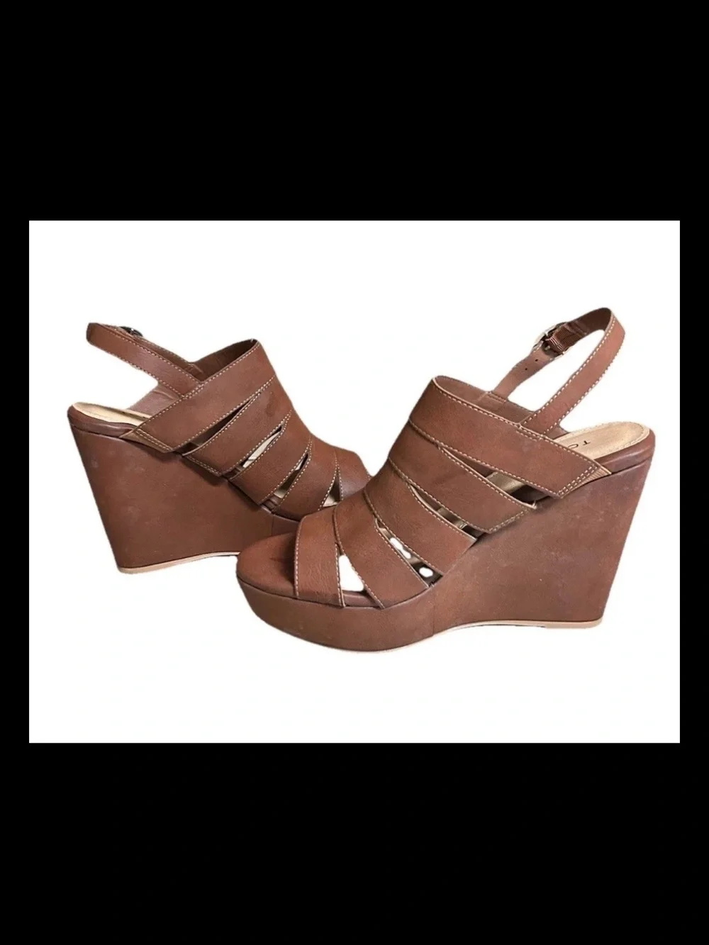 Torrid Shoes Platform Wedge Heels Sandals Size 9.5 Brown NEW