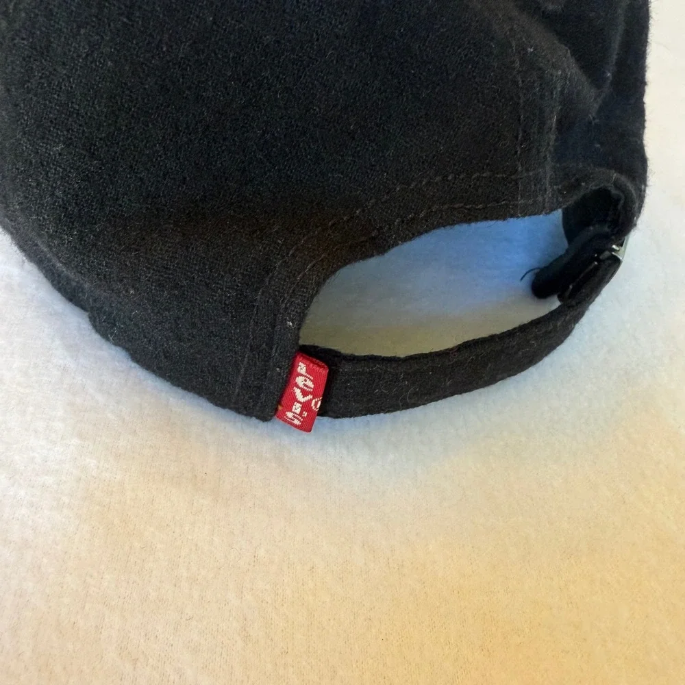 Levi's Pennant Logo Baseball Cap Mens OS Black Wool Blend Strapback Hat