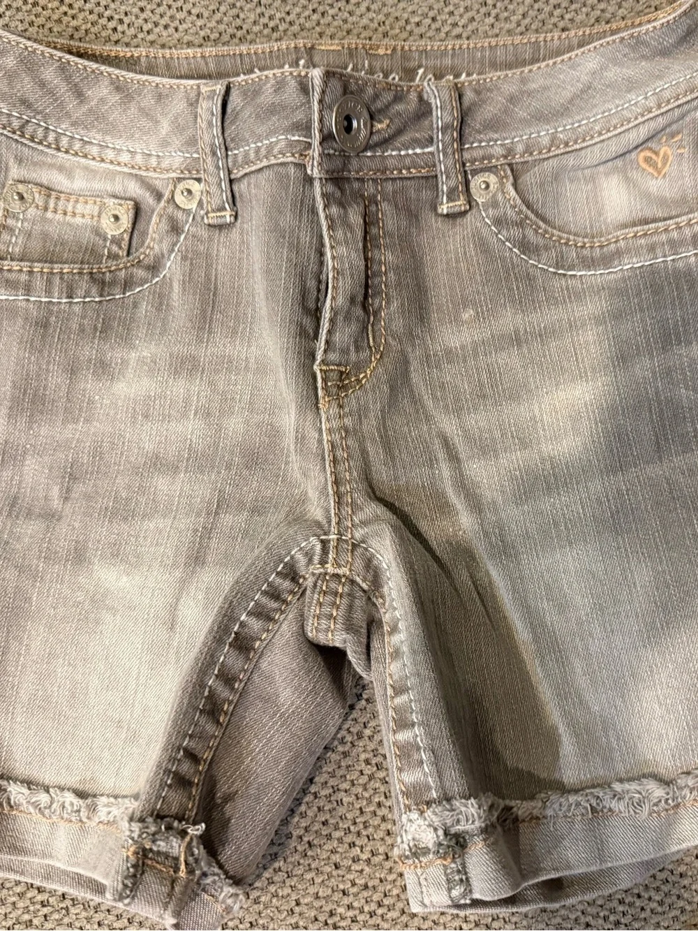 Justice Girls Gray Denim-Look Shorts