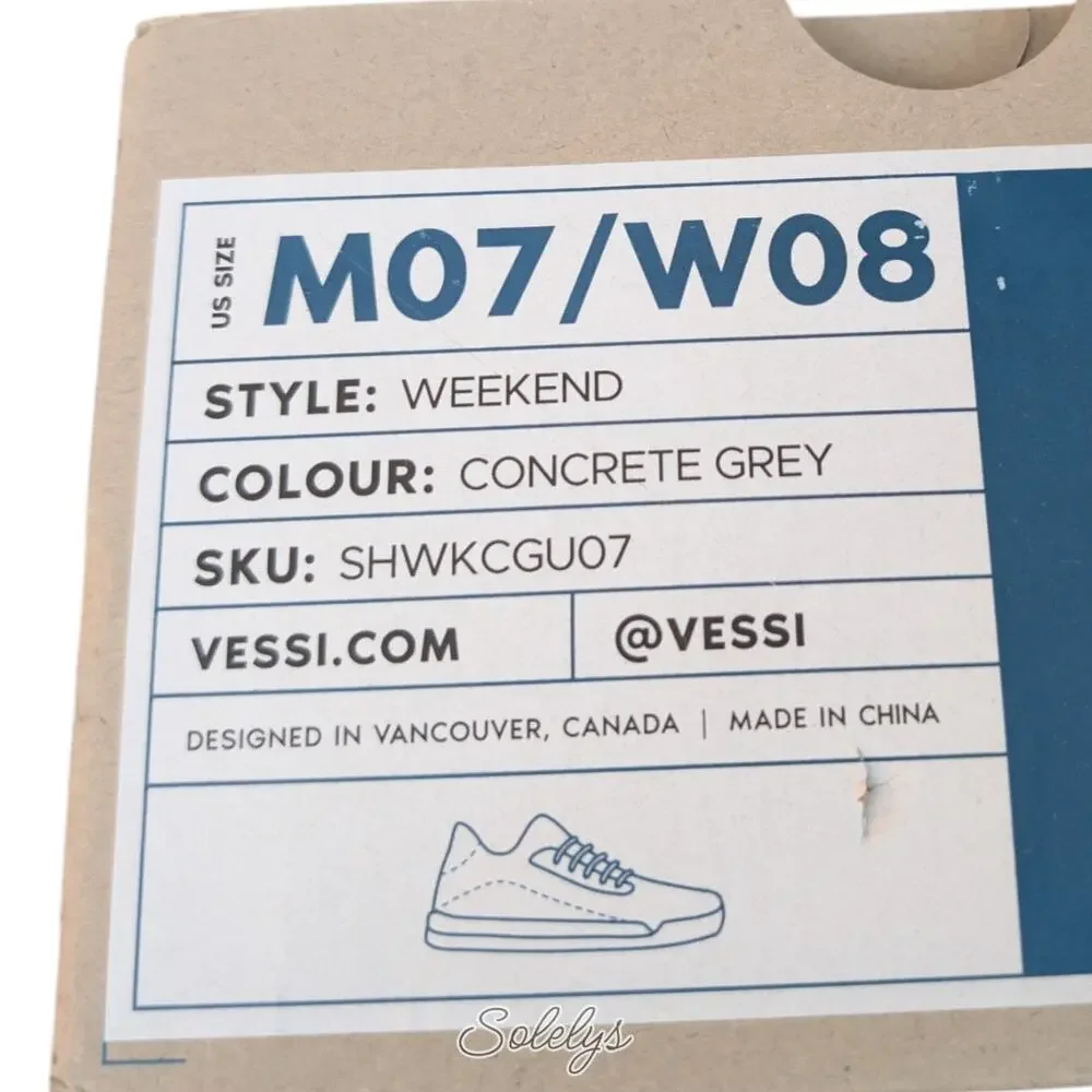 Vessi Weekend Classic Women 8 Concrete Grey White Waterproof Walking Travel Shoe