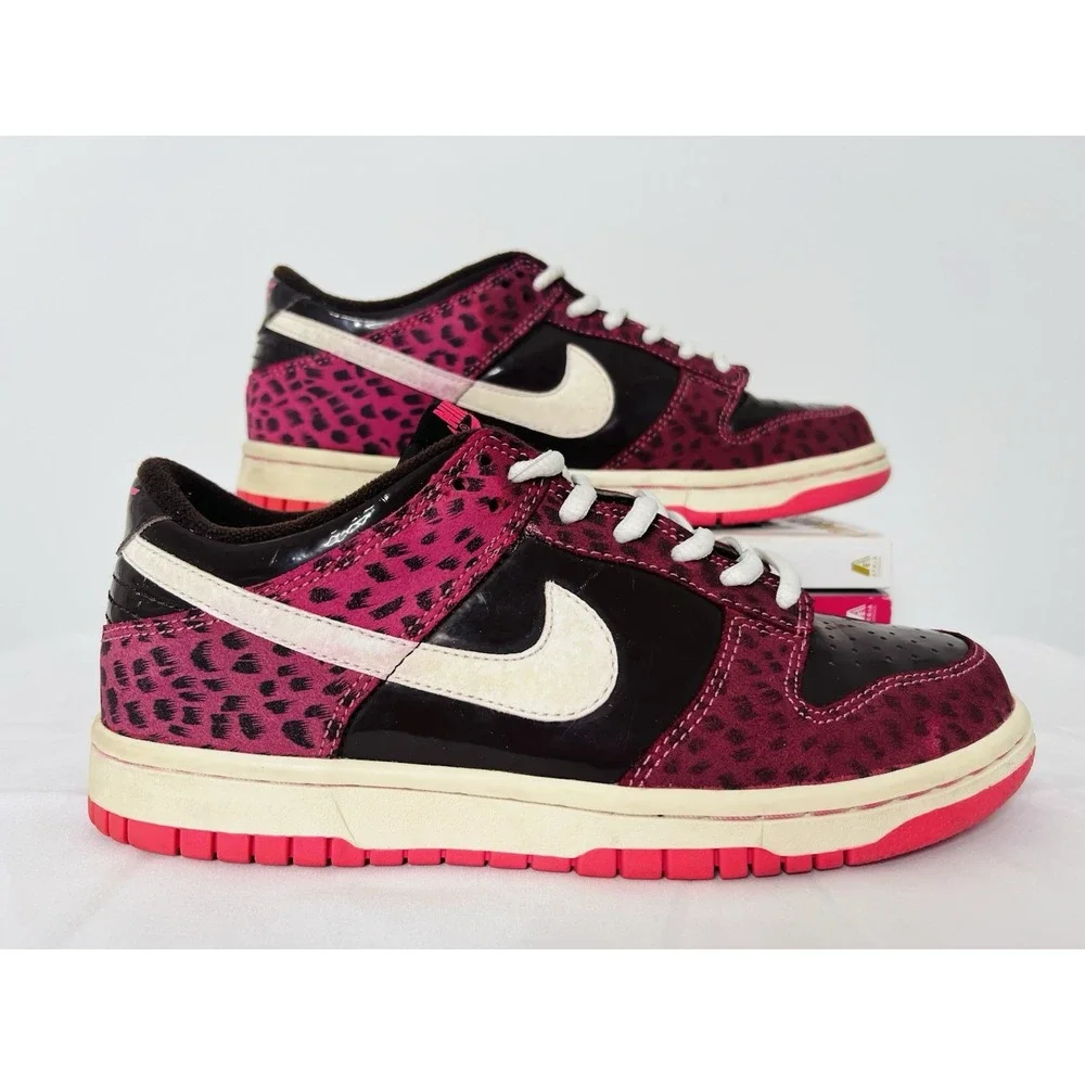 Nike Dunk Low GS Sail Dark Cinder‎ Laser Pink White Leopard 309601-211 Size 5.5Y