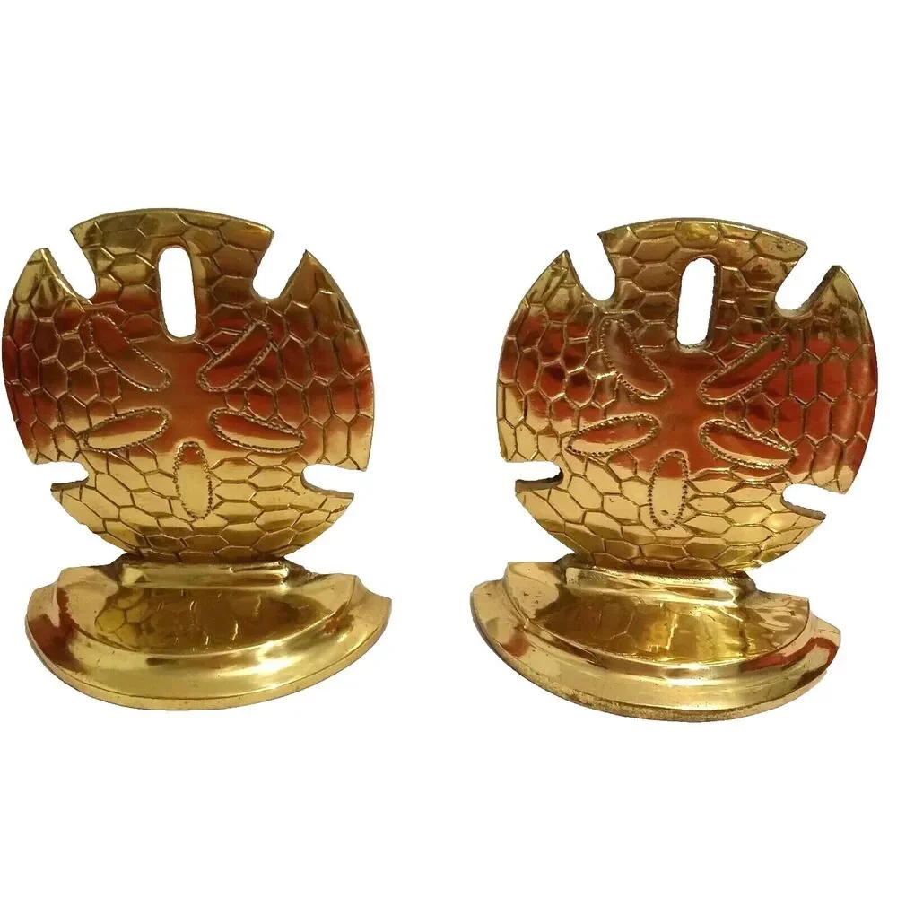 Vtg Brass Gold Sand Dollar Shell Bookends Book Ends Table Beach House Decor 5,5