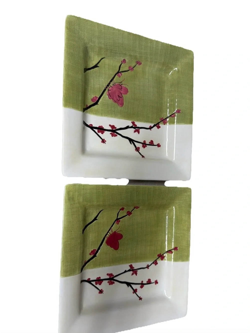 Pier 1 Vtg Sample Porcelain Square Ceramic Serving Plates - Set of 2