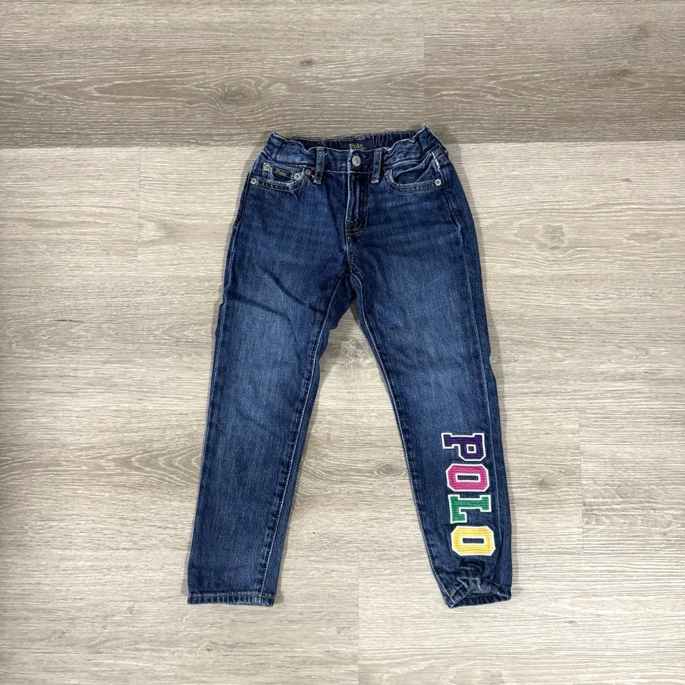 Polo Ralph Lauren The Astor Slim Boyfriend Denim Spell Out Logo Jeans Girls‎ 5