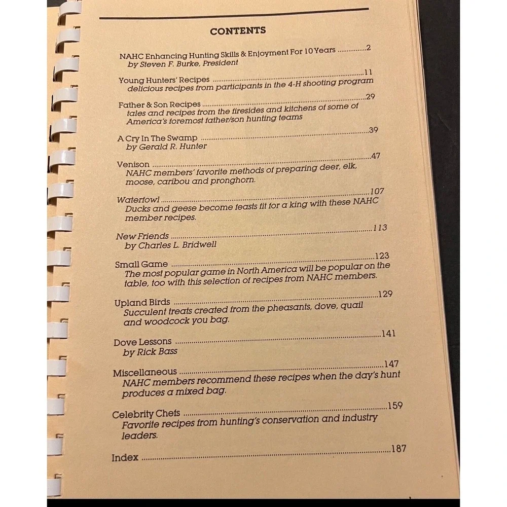 1978-88‎ Wild Game North American Cookbook Hunting Club's Plastic Comb Binding
