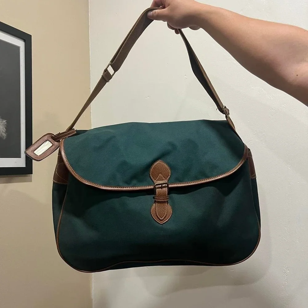 Vintage 1990s polo Ralph Lauren forest green messenger satchel shoulder bag