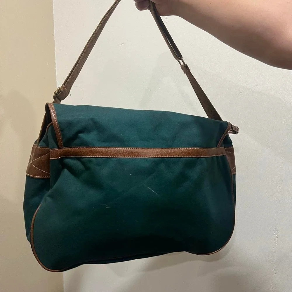 Vintage 1990s polo Ralph Lauren forest green messenger satchel shoulder bag