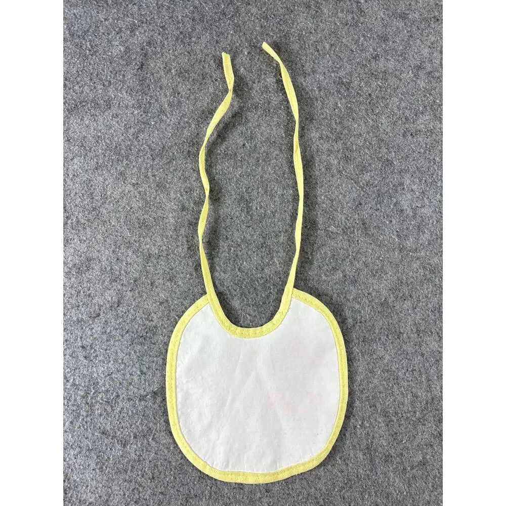 VINTAGE 80s Walt Disney Feeding Bib Baby White Donald Daisy Duck Terry Cloth