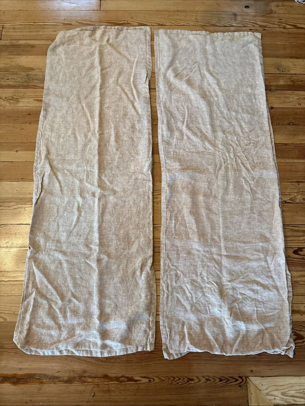 Crate & Barrel Belgian Flax Linen Bed Pillow Bruille Brown Lot 2 54x20 Cases Onl