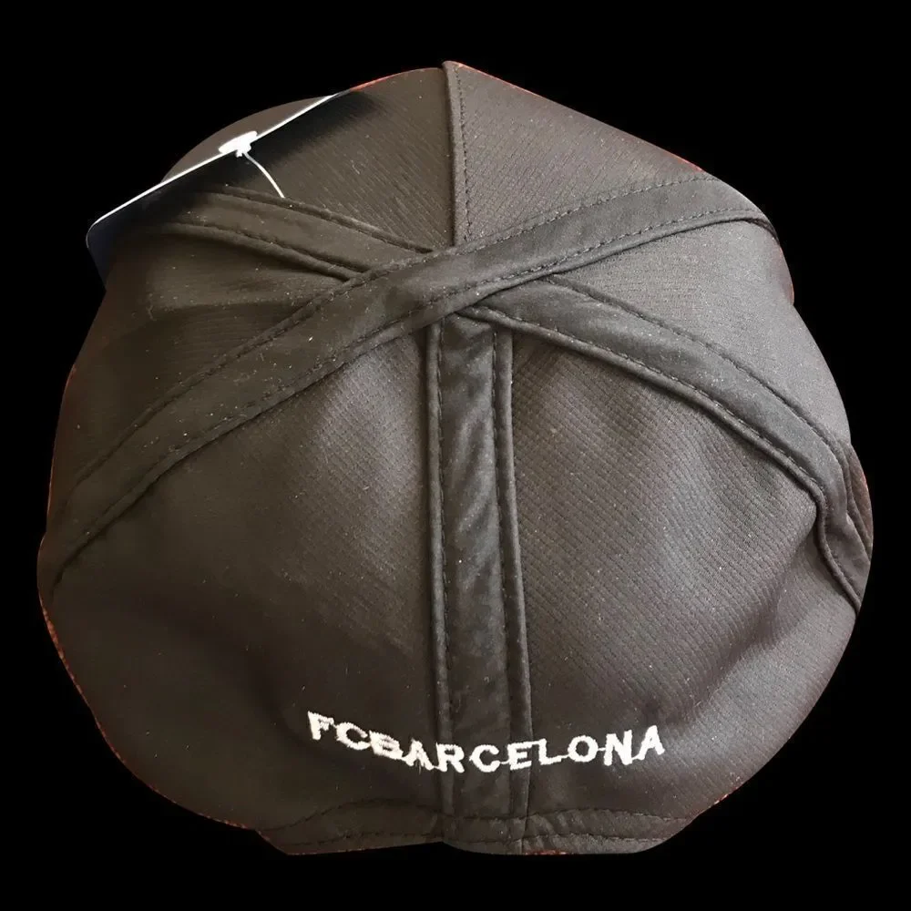 FC Barcelona Unisex Soccer Flat Brim Hat Black Adjustable Cap‎