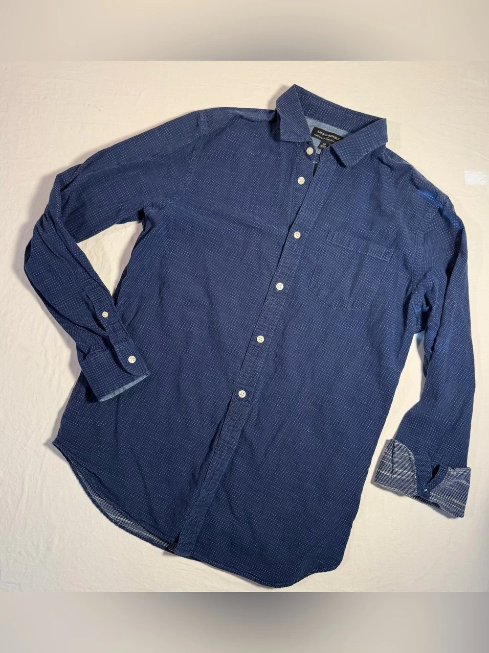 Banana Republic Men's Dark Blue Micro-Dot Button-Down Shirt