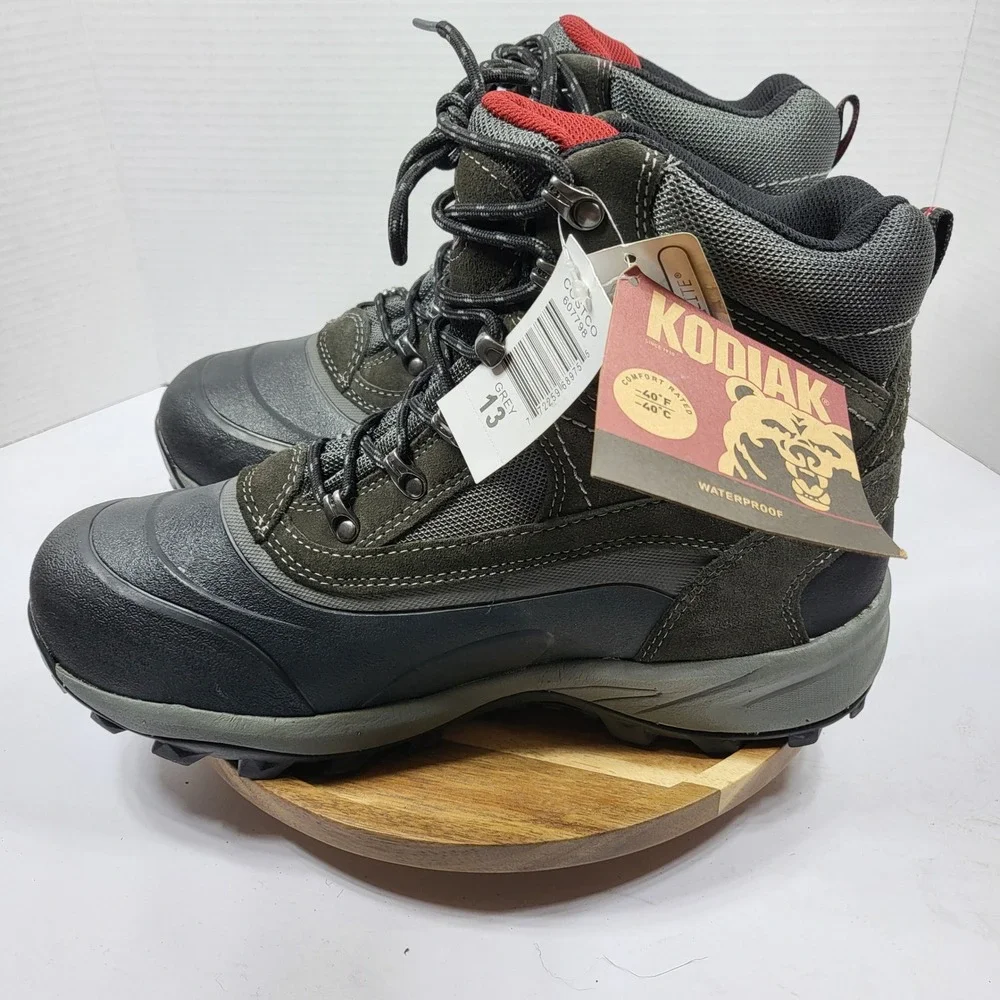 Kodiak Men Winter Boots Waterproof Insulated Leather -40F Rated Gray Size 13 NWT