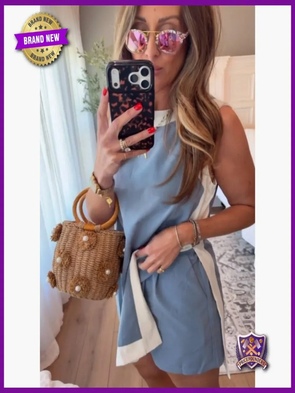 2 Piece Lounge Set Matching Shorts with Pockets Sleeveless Top