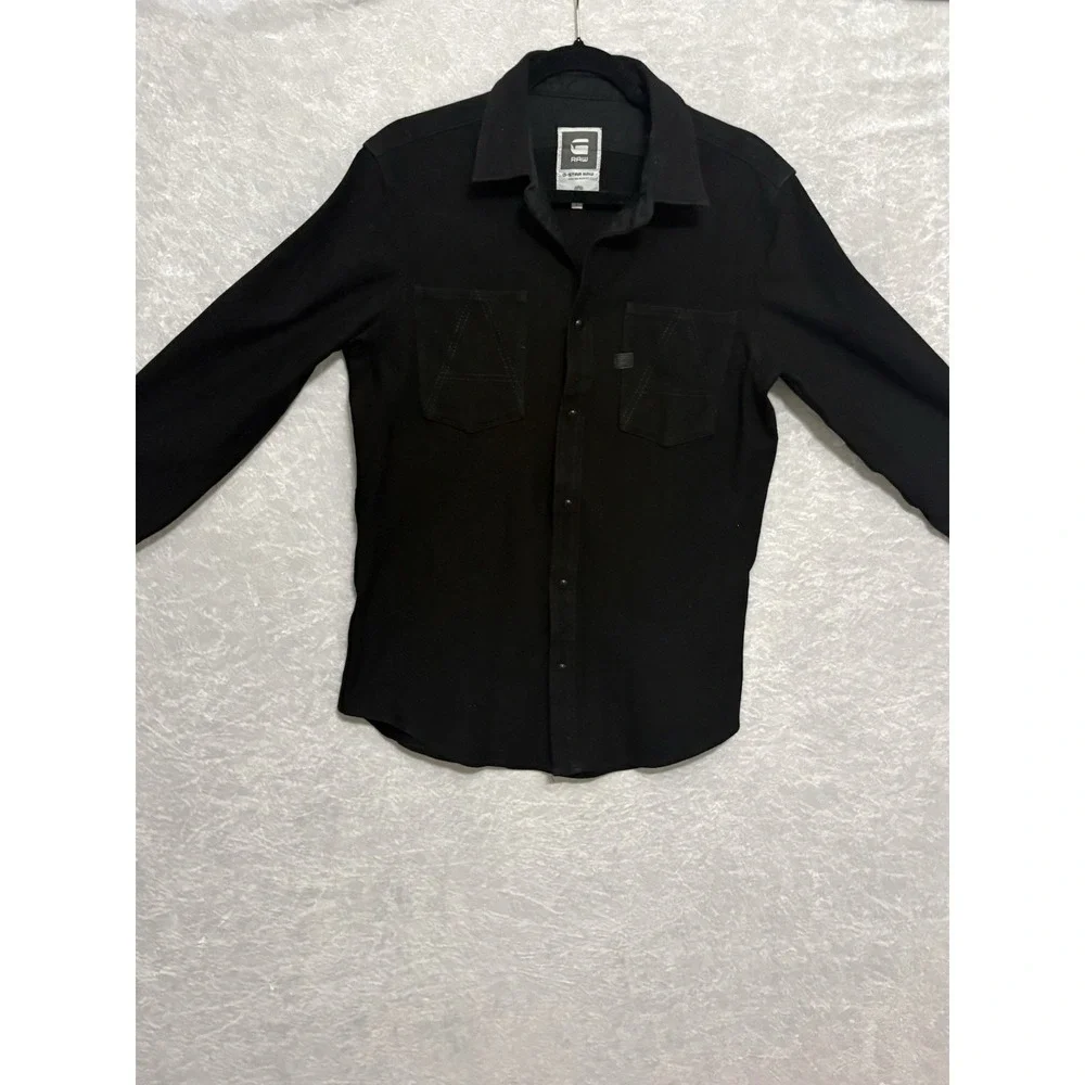 G Star Raw Recolite Overshirt Black Utility Cargo Jacket Men L Military Pockets
