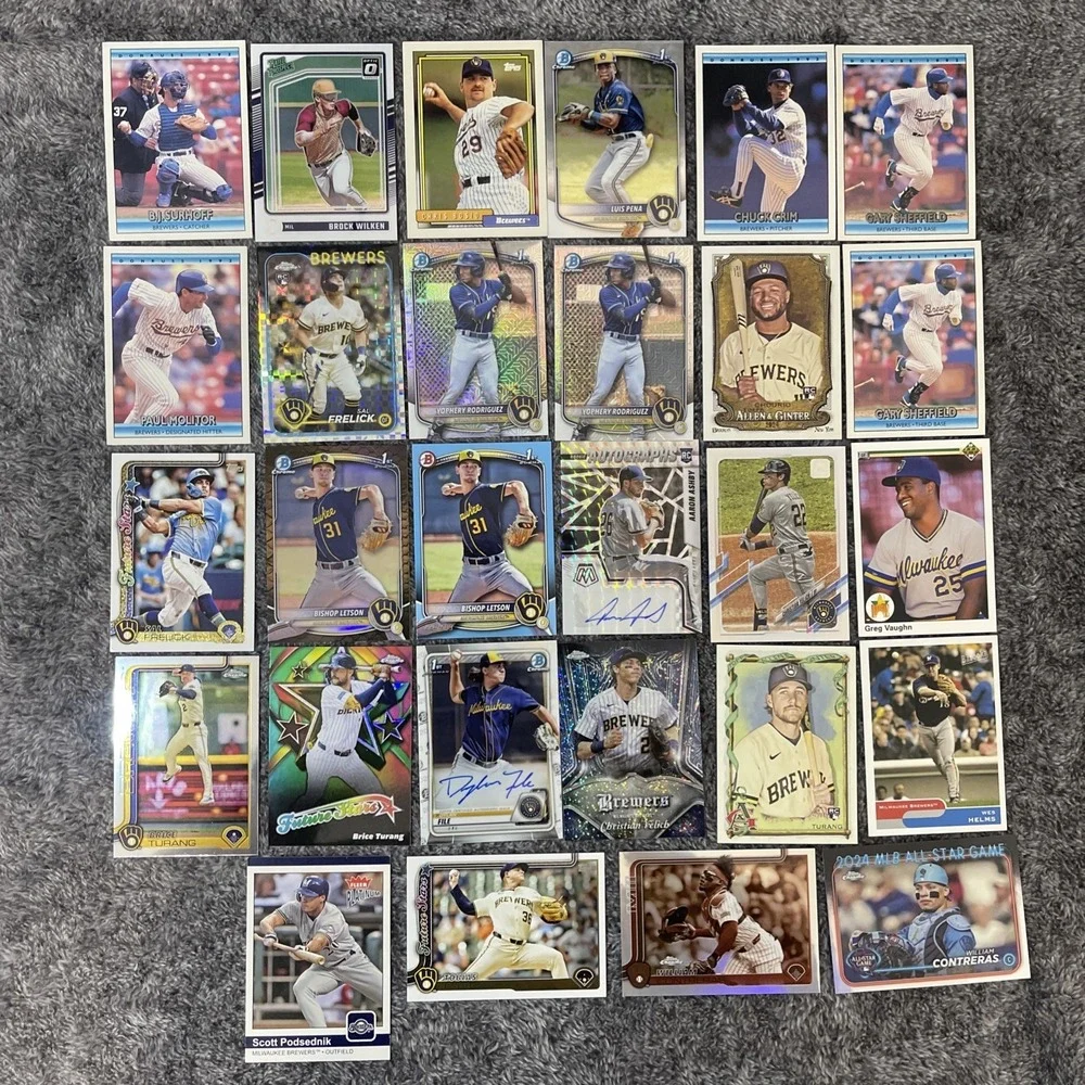 Milwaukee Brewers Baseball 28 Card Lot - Rookies, Stars, Inserts, Parallels‎