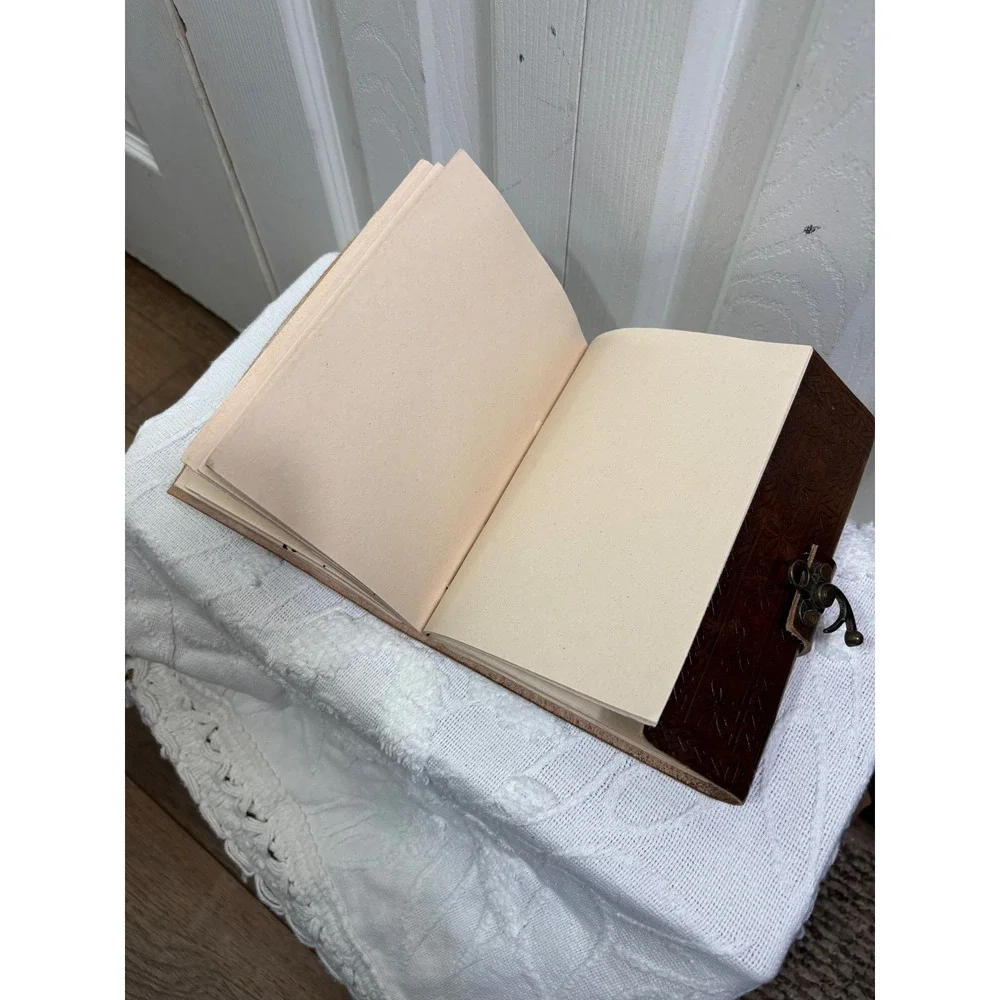 Vintage Leather Journal‎ Diary Notebook Blue Stone Embossed Handmade