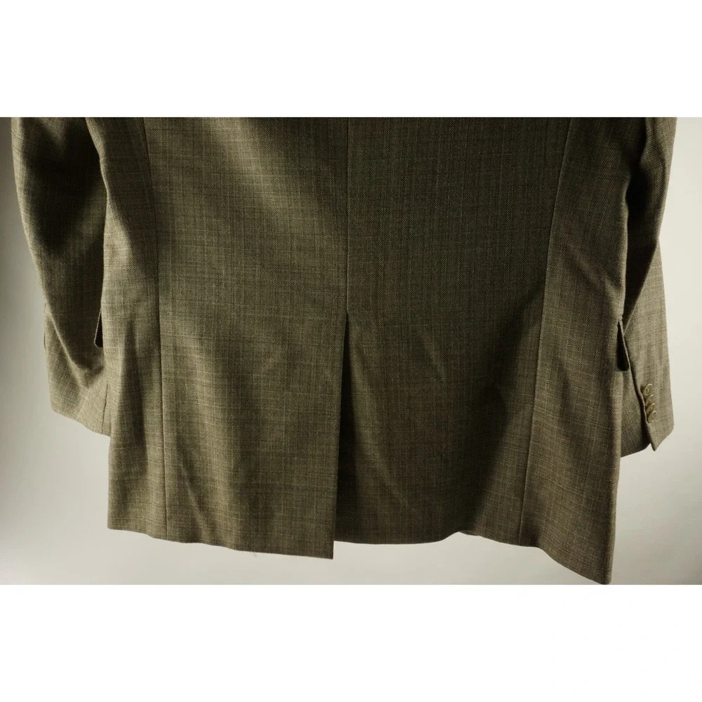 Hart Schaffner‎ Marx Wool Linen Men's 40R Light Brown Woven Plaid Vented Blazer