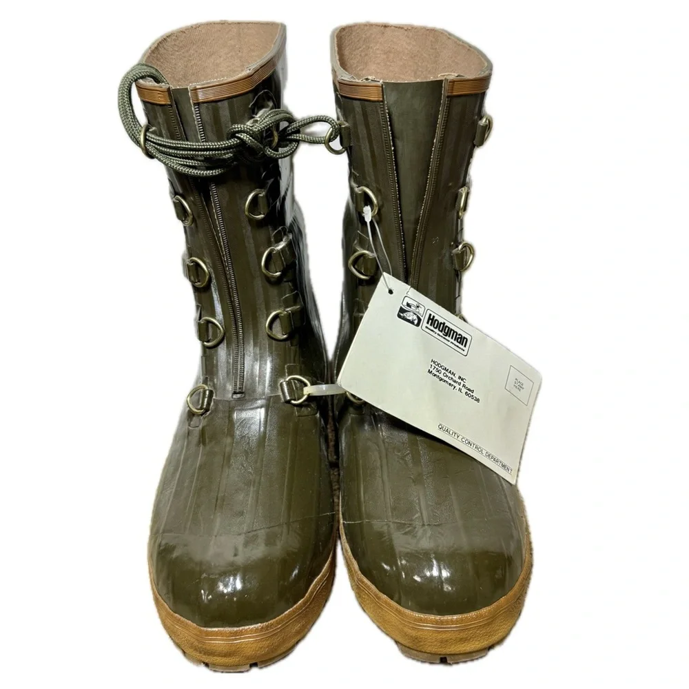 🥾 HODGMAN *NWT* Vintage‎ 80s Insulated Steel Rubber Green Hunting Boots l Sz 13