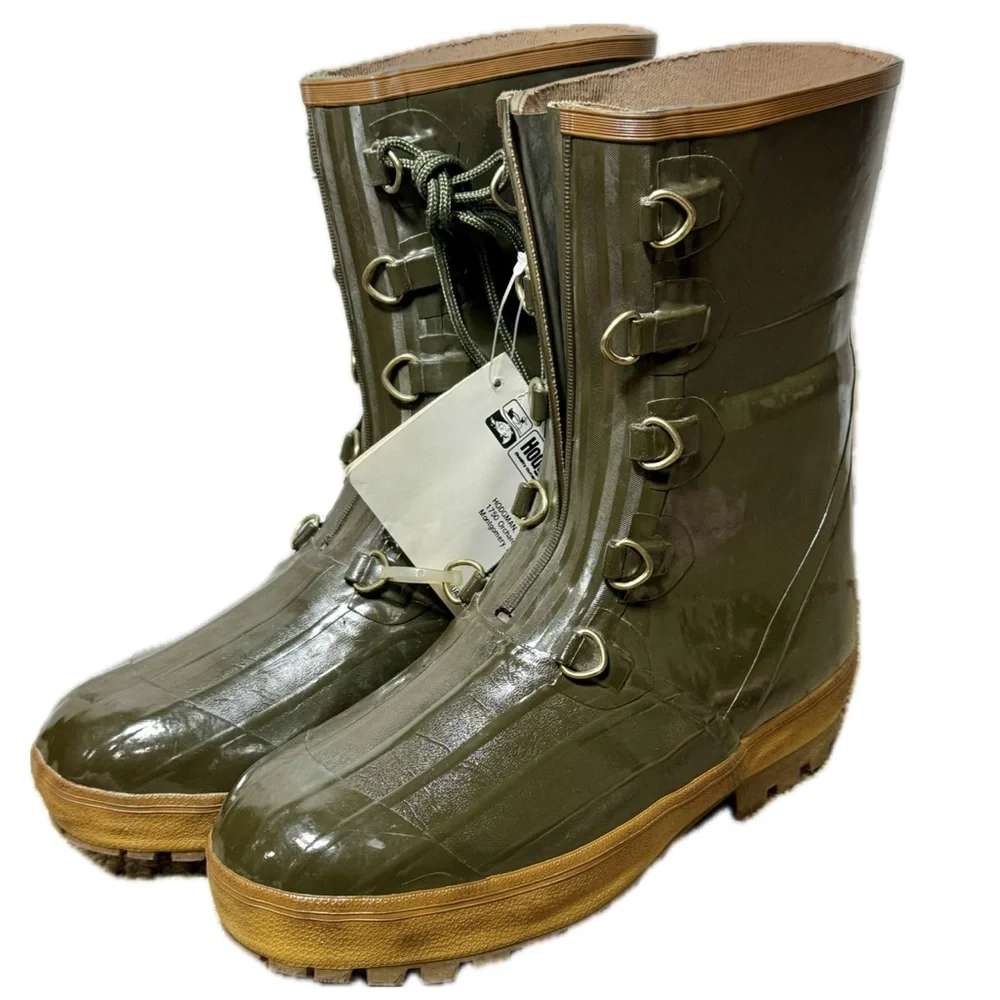 🥾 HODGMAN *NWT* Vintage‎ 80s Insulated Steel Rubber Green Hunting Boots l Sz 13