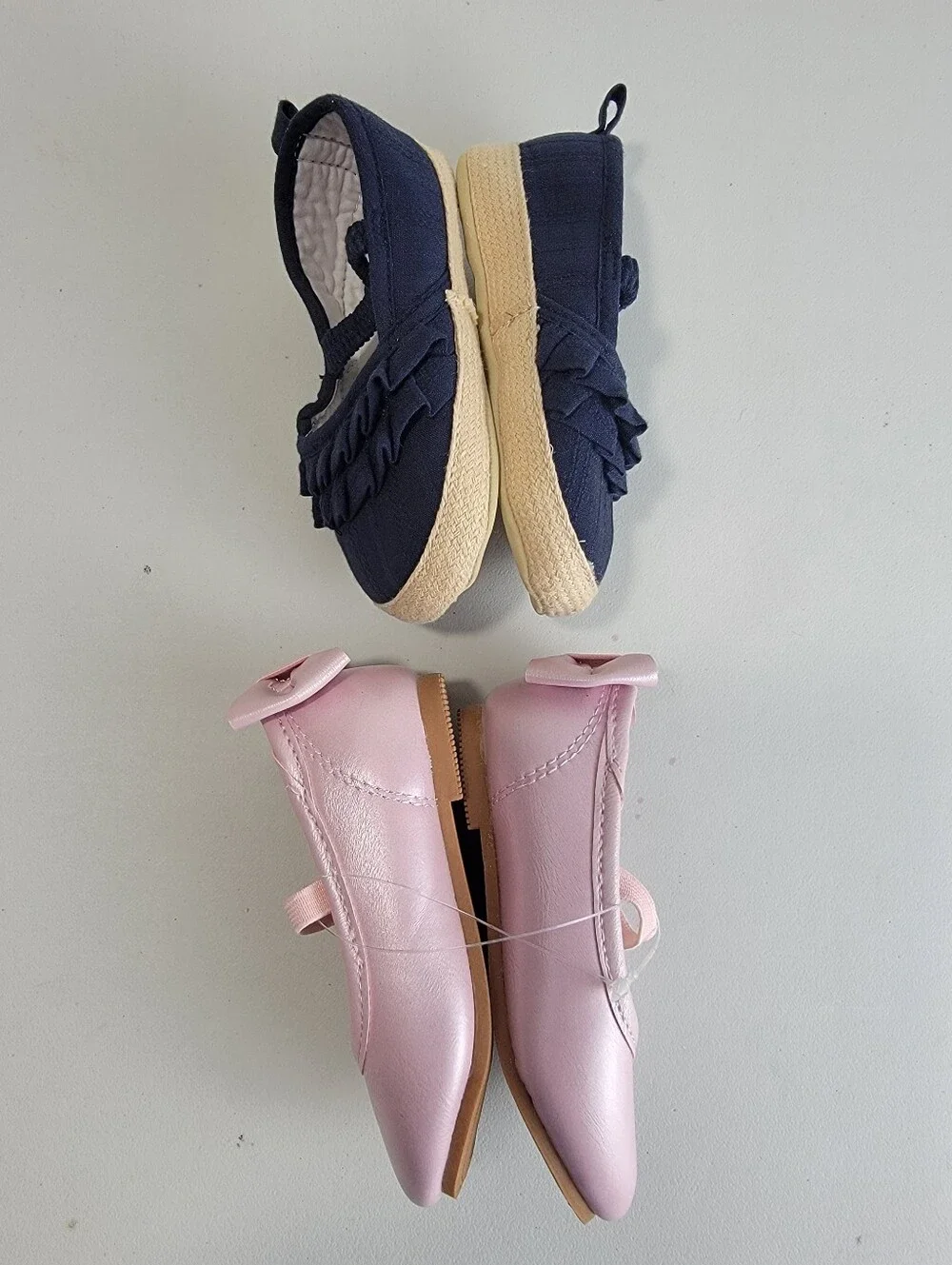 Lot of 2 Pairs Slip On Toddler Shoes Size 4 Carter's Ballet Flat W/ Bow, OshKosh