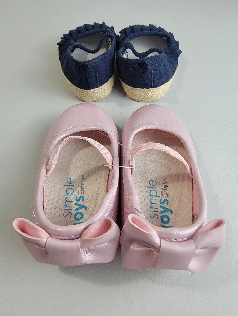 Lot of 2 Pairs Slip On Toddler Shoes Size 4 Carter's Ballet Flat W/ Bow, OshKosh