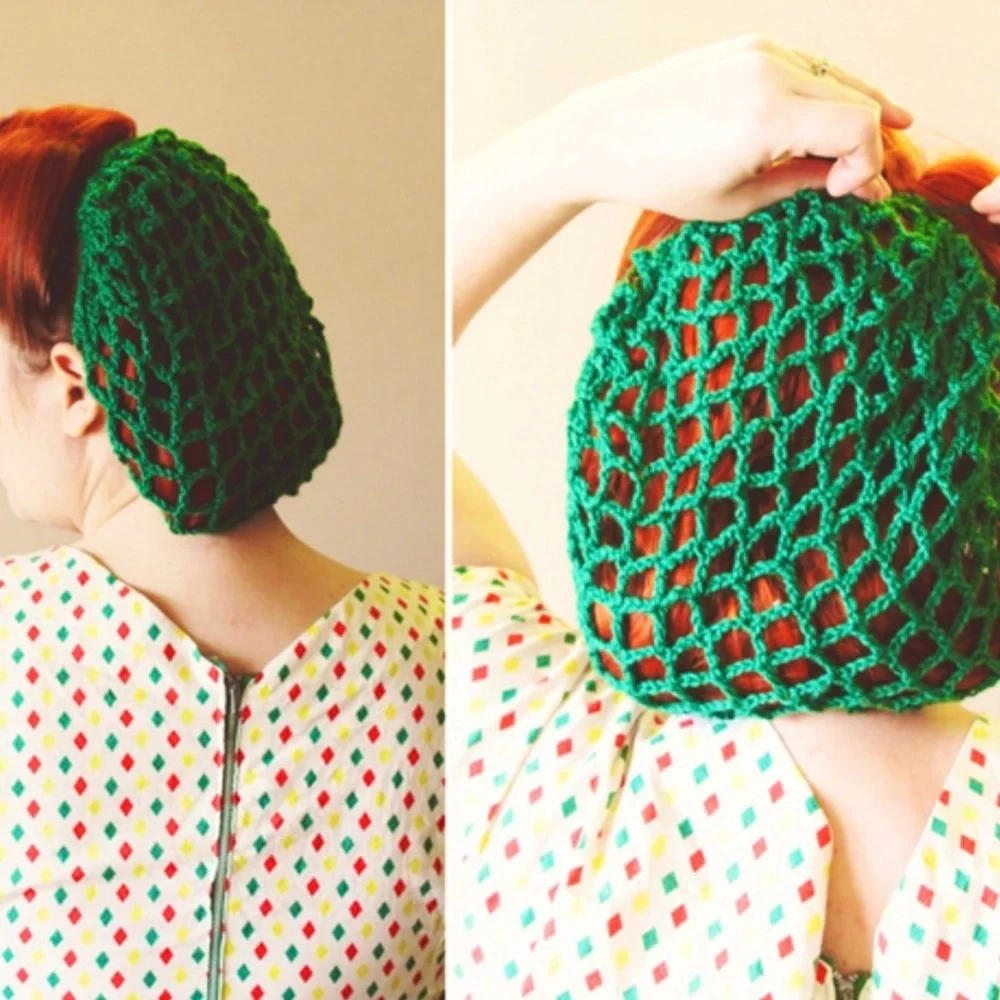 Deep Green pinup hair net snood pinup rockabilly