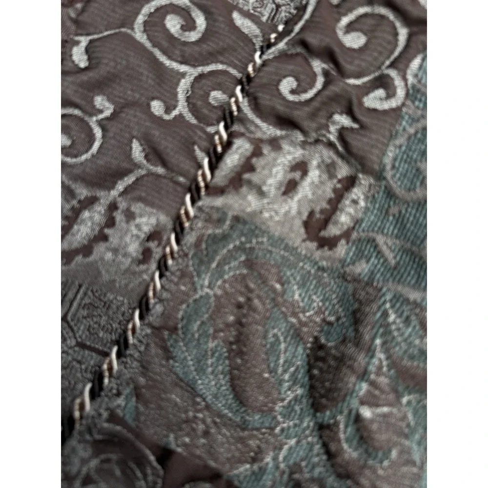 Croscill Galleria King Shams Pair Brown Green Gold Patchwork Paisley Jacquard