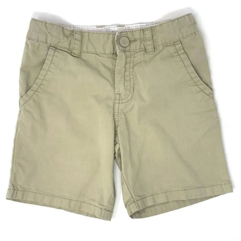 Cat & Jack Khaki Flat Front Adjustable Waist Boy's Chino Shorts Size 5‎