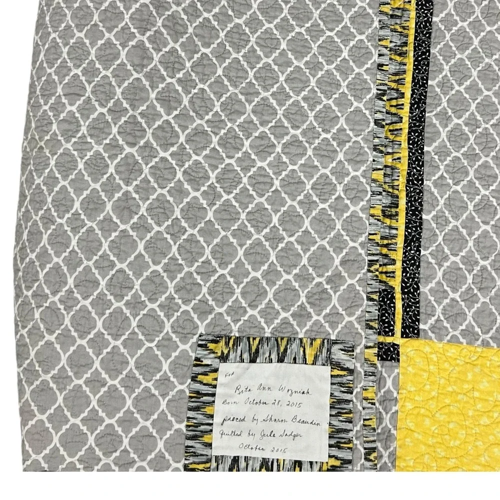 Handmade Modern Yellow Black Quilt Throw 52x54 Lap Size‎