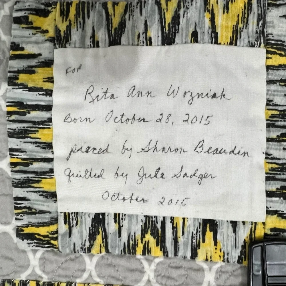 Handmade Modern Yellow Black Quilt Throw 52x54 Lap Size‎