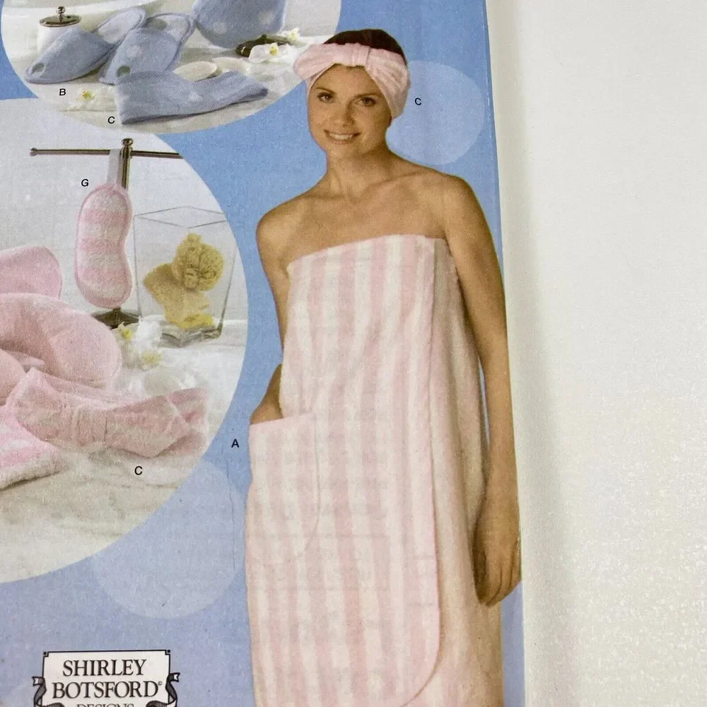 Simplicity 4747 Sewing Pattern Towel Wrap Headband Slippers y2k Sz XS-XL UNCUT