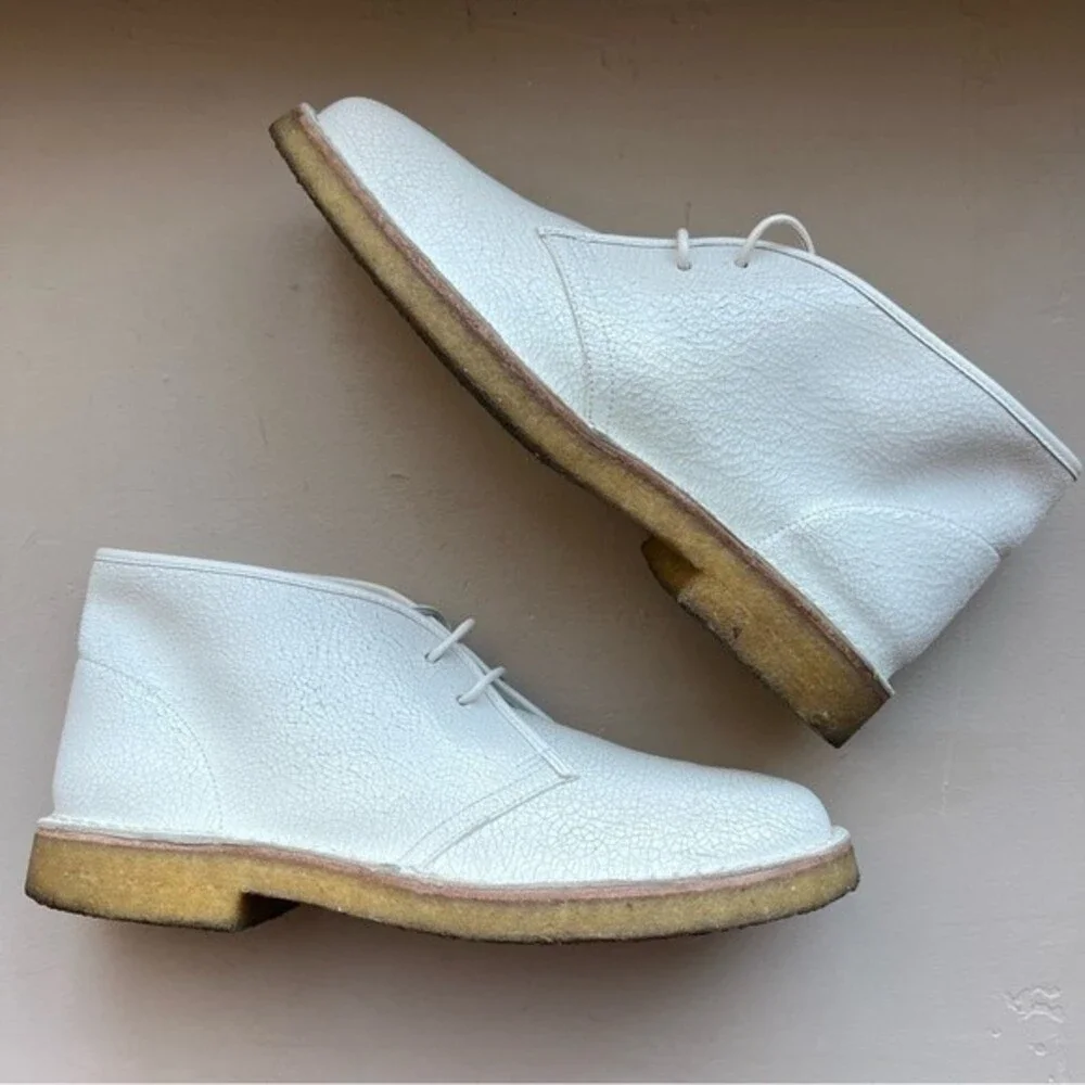Tory Burch Bergen White Crackle Leather‎ Ankle Boots Booties Women 10 Academia