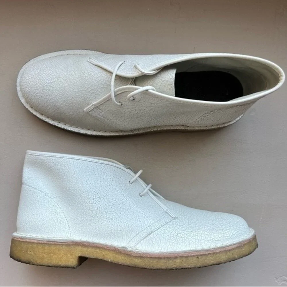 Tory Burch Bergen White Crackle Leather‎ Ankle Boots Booties Women 10 Academia