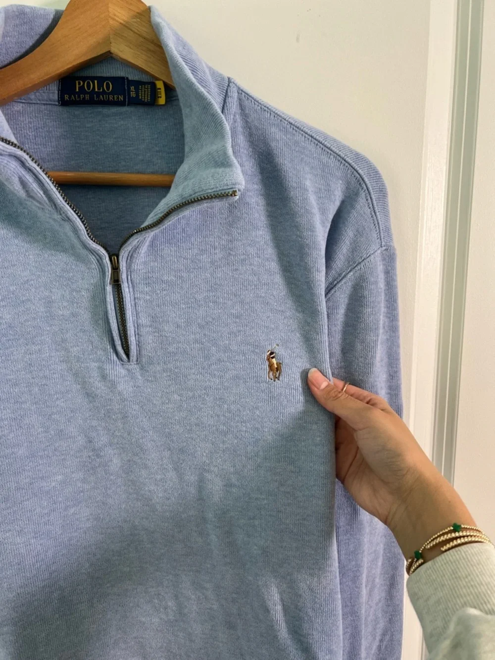 Polo Ralph Lauren Logo-Embroidered Cotton Half-Zip Sweater Mens XL Coastal