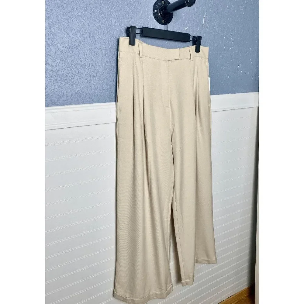 Free People Women’s Pleated Wide Leg Pants Ivory White