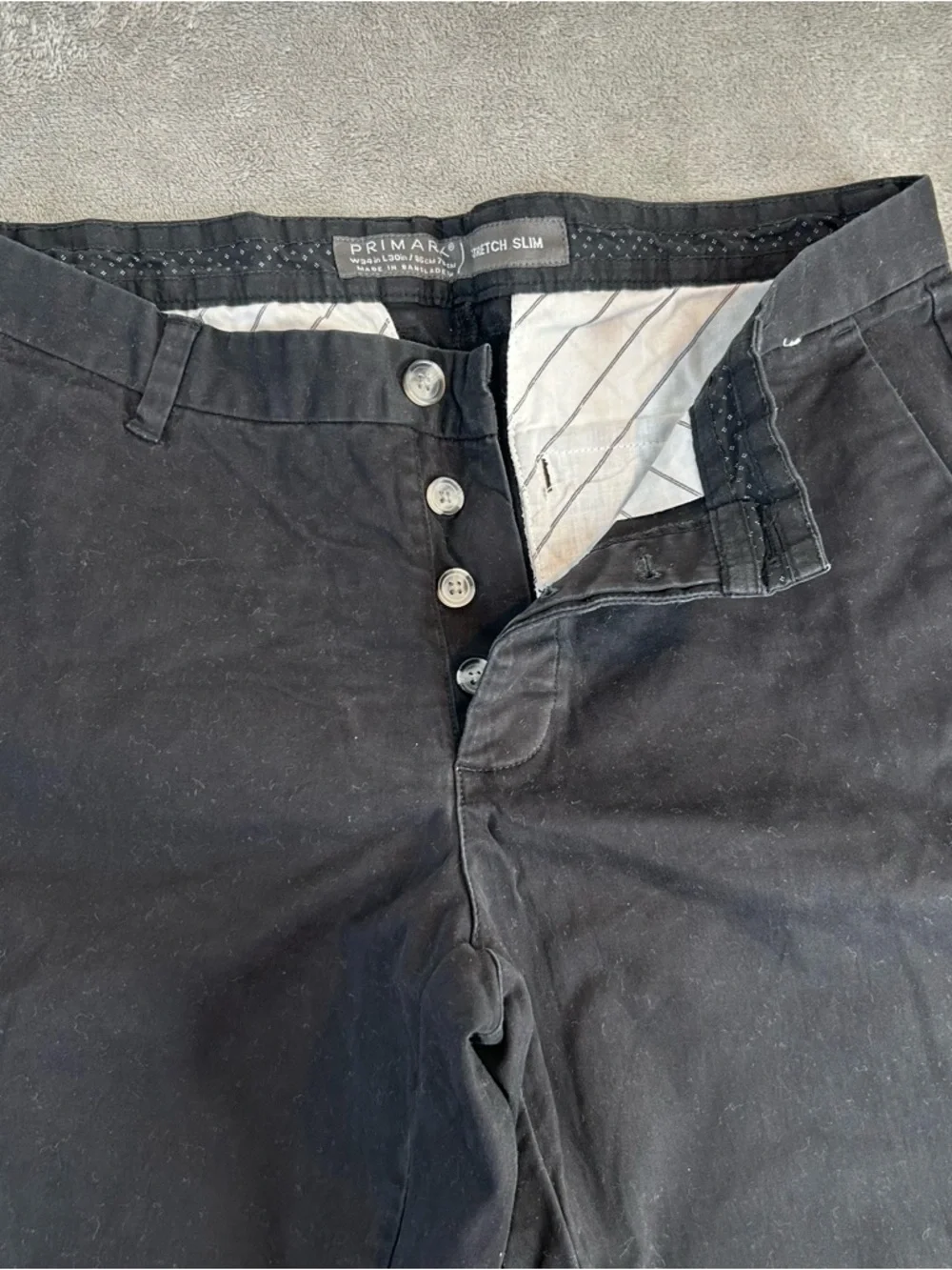 Primark Men’s Stretch Slim Fit‎ Pants Color Black Size 34x30