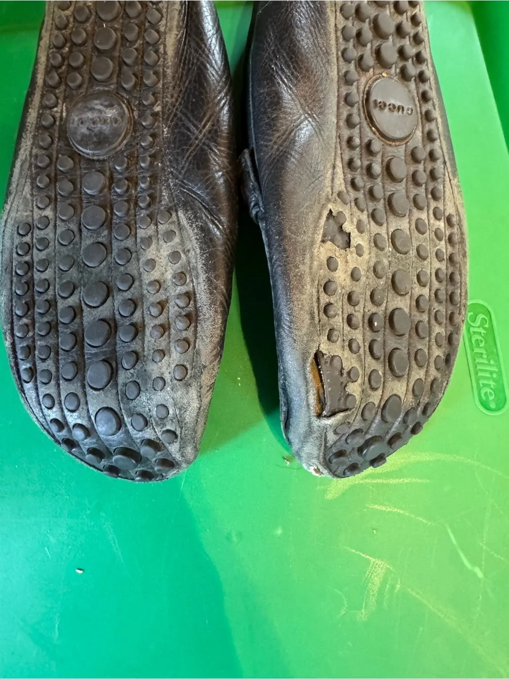 Gucci Black Leather Loafers with Red and Green Web and Horsebit