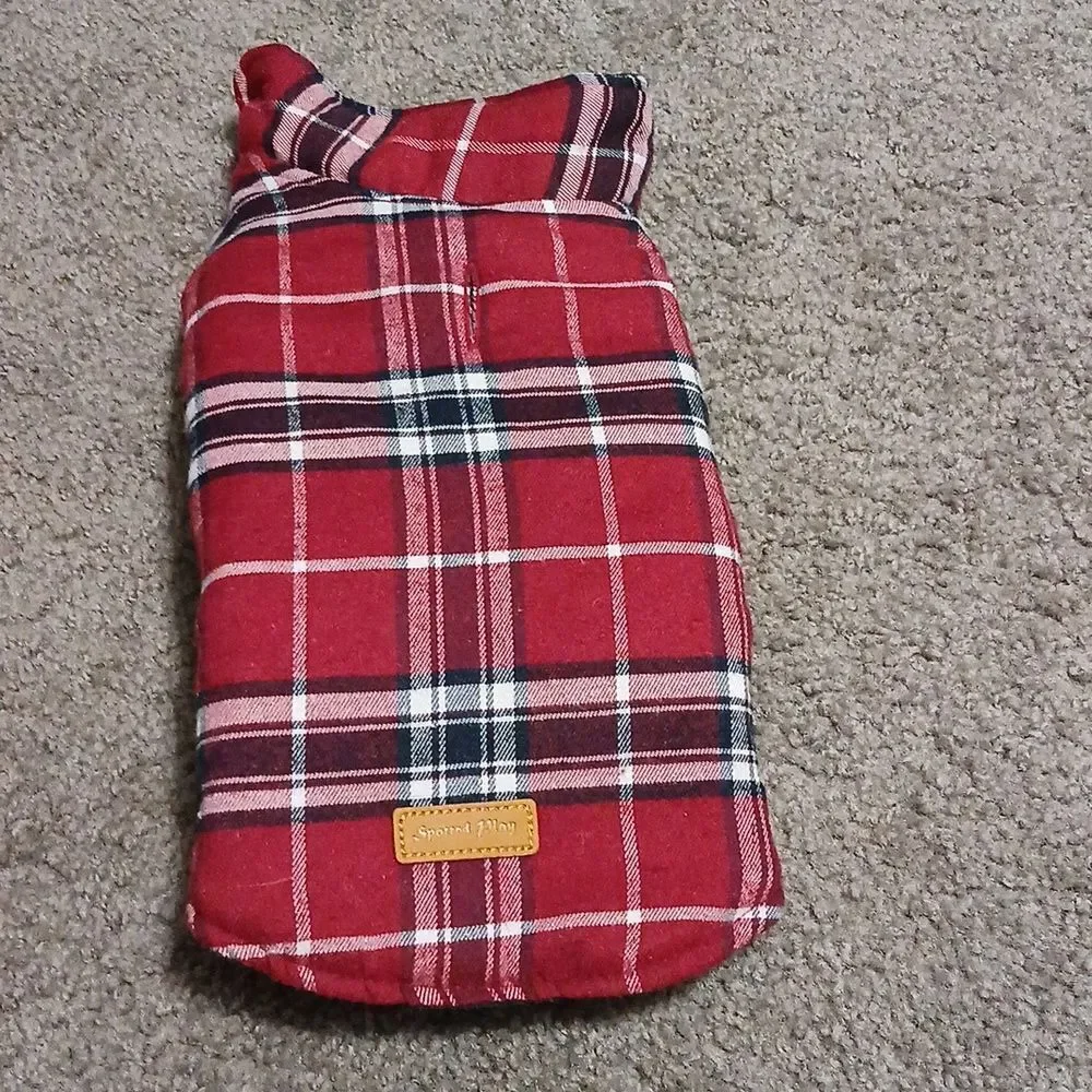 Reversible Waterproof Winter Dog Jacket Coat Plaid and solid Black Sz S …