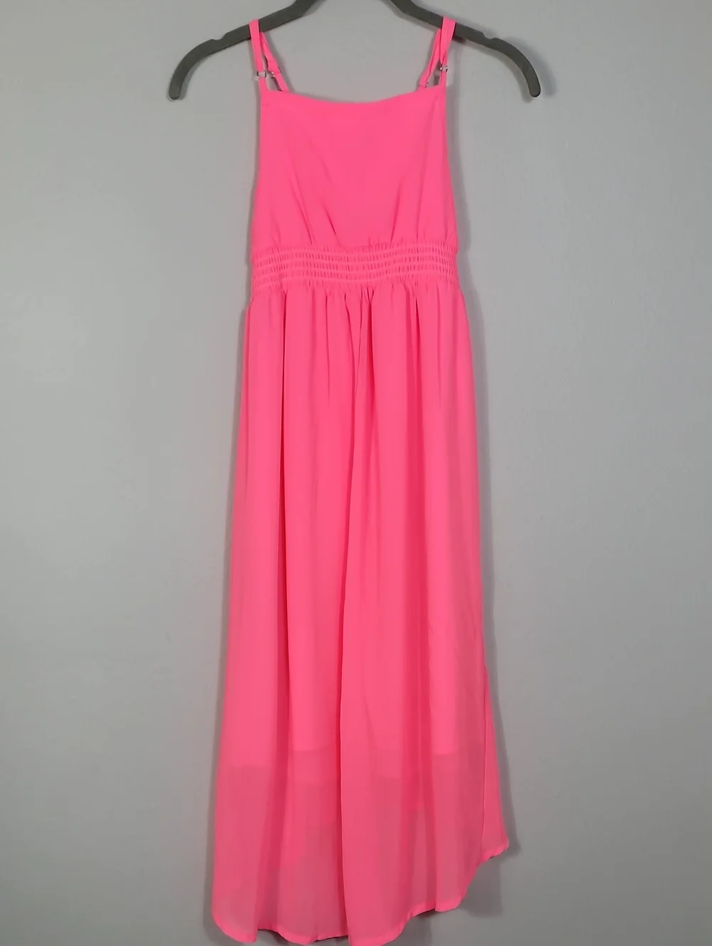 Japna Girls High Low Dress Size 12 Bright Pink Embroidered Summer Boho Colorful
