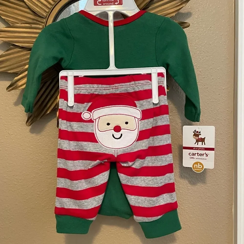 Carter’s Vintage Side Santa’s Helper NB Embroidered Two Piece Outfit