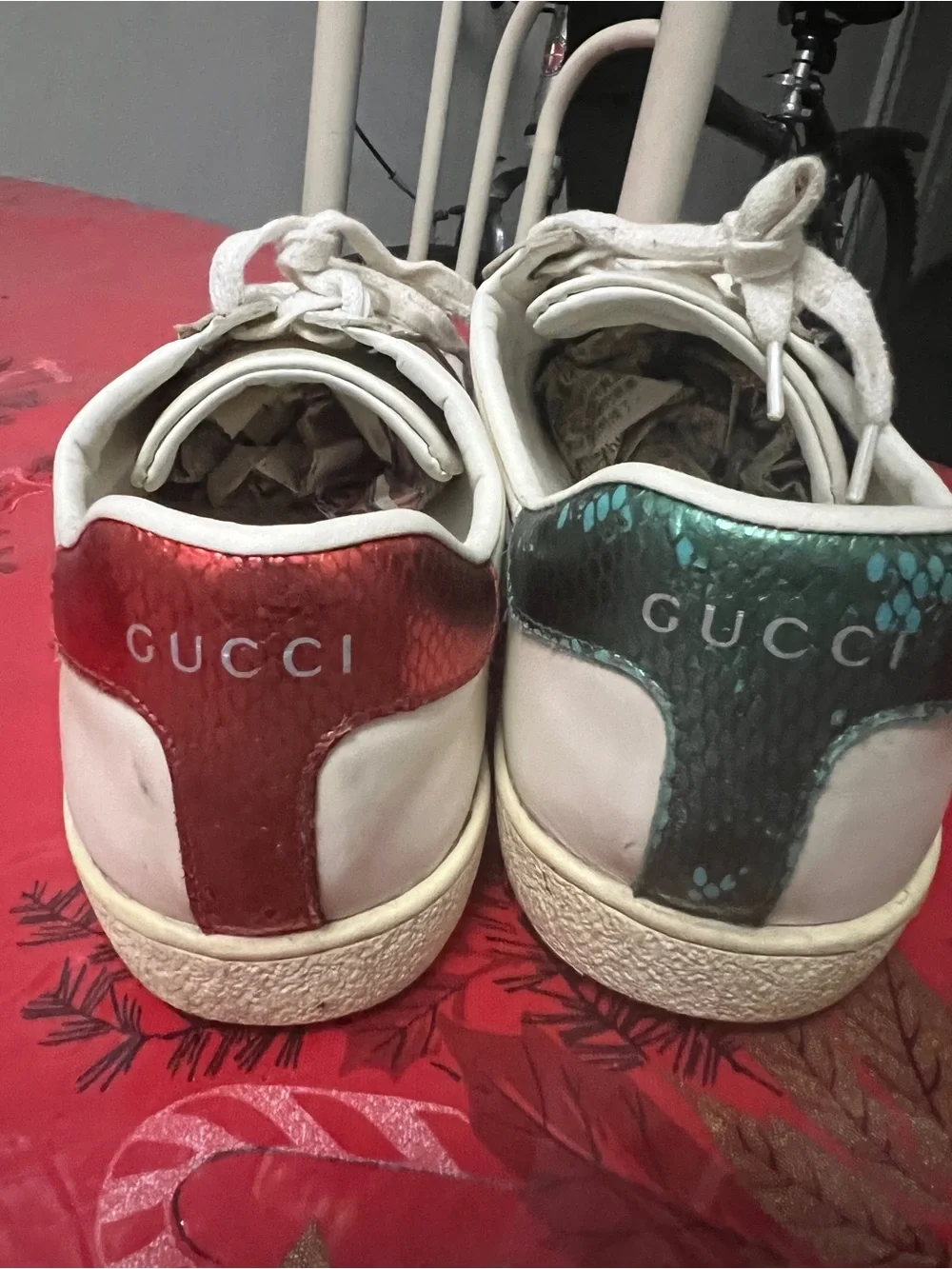 Gucci Ace Sneakers Men Strip Bee Leather Low Shoes Size US 9
