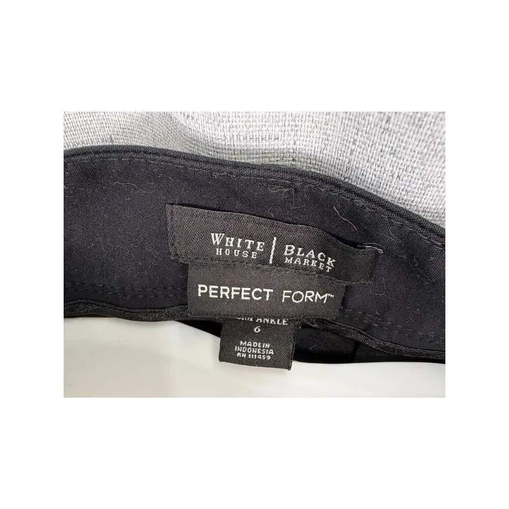 White House Black Market Perfect Form Slim Ankle Pants Trousers Size 6 Black