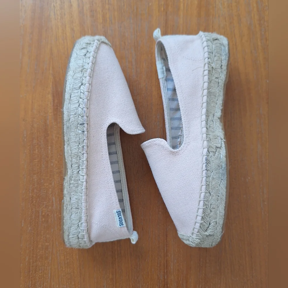 Soludos Baby Pink Espadrille Sandals Smoking Slipper Pastel Neutral NEW Womens 5