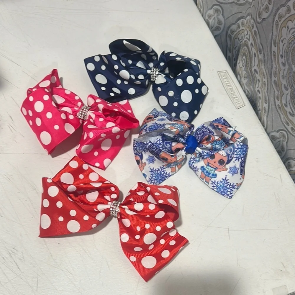 Polka Dot and Patterned Hair Bows Set new