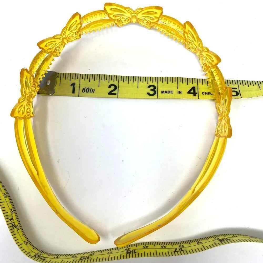 Headband Clear Yellow Plastic Butterfly Girls Preowned