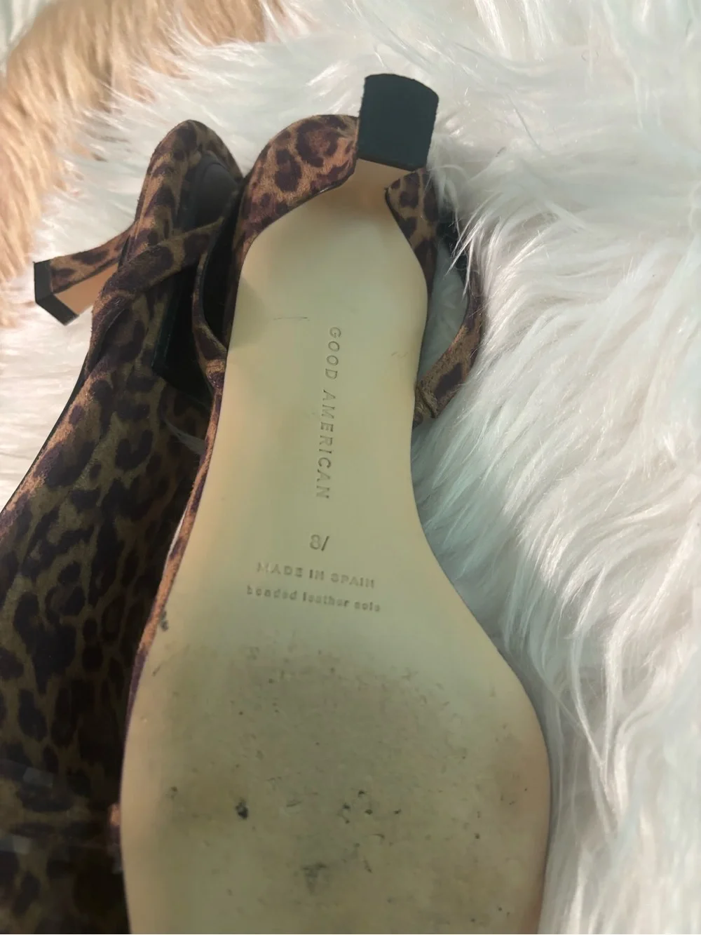Good American Leopard-Print Square Toe Sandals with Clear Strap