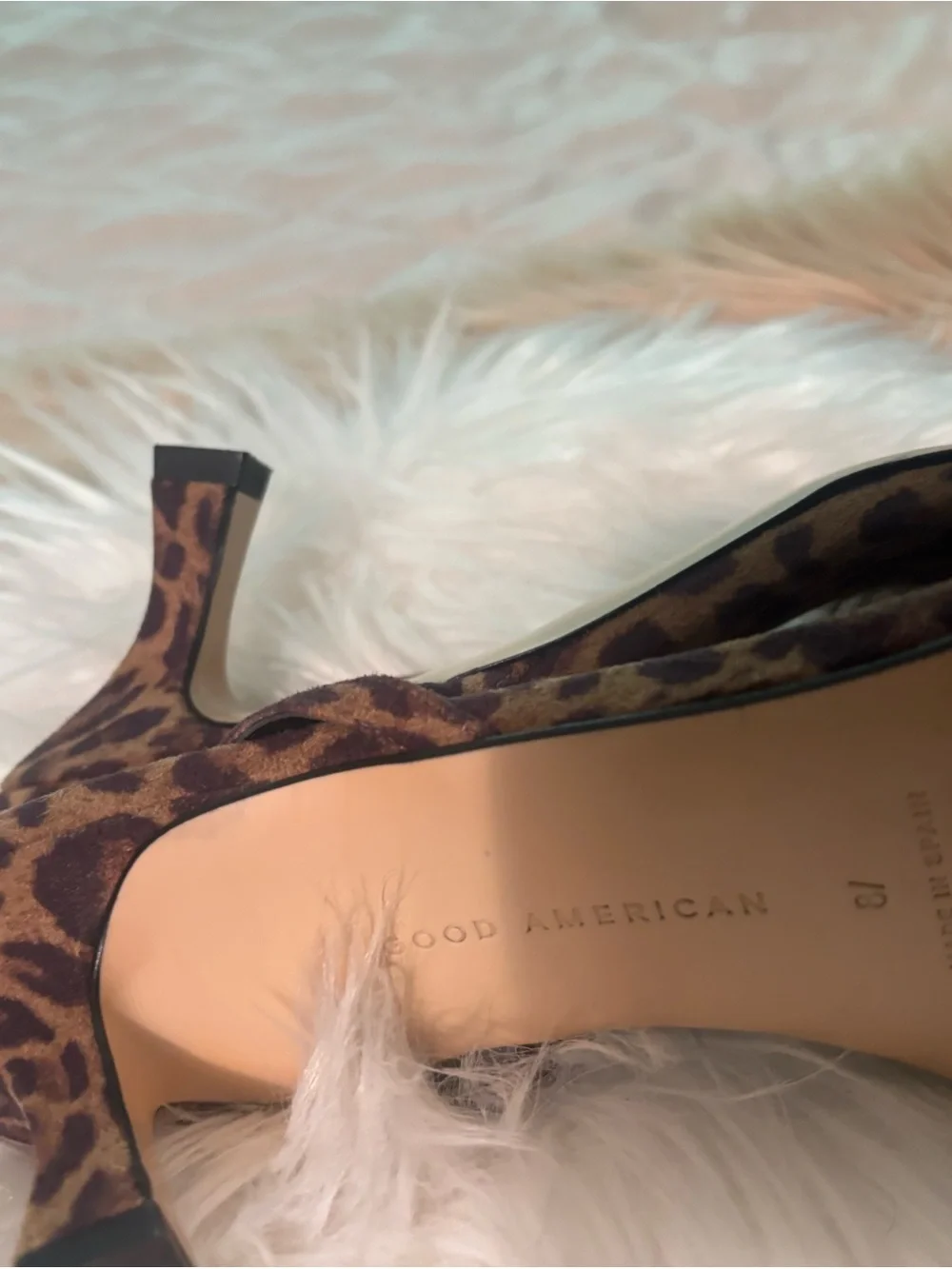 Good American Leopard-Print Square Toe Sandals with Clear Strap